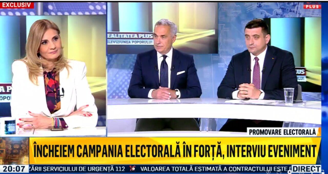Călin Georgescu, în platoul Realitatea Plus alături de George Simion: „Suntem împreună, suntem o echipă”