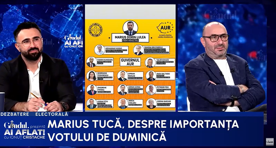 Marius Tucă: „Eu sunt absolut convins că va fi George Simion președinte și Călin Georgescu să fie prim-ministru”