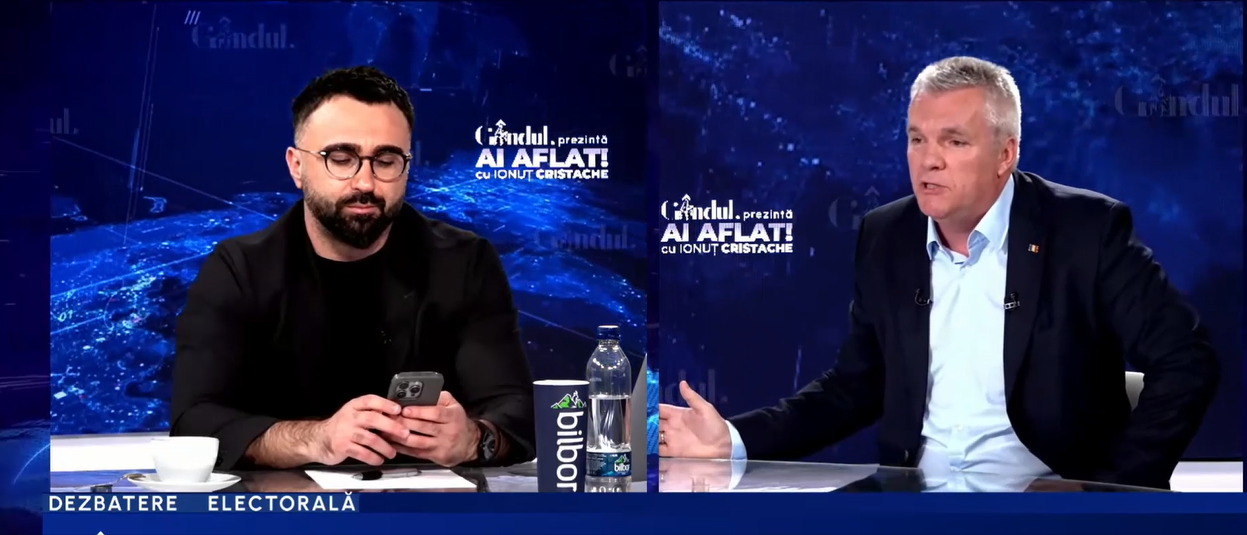 „POLL „Ai aflat! cu Ionuț Cristache”: „Ce credeți despre absența lui George Simion de la dezbateri?”