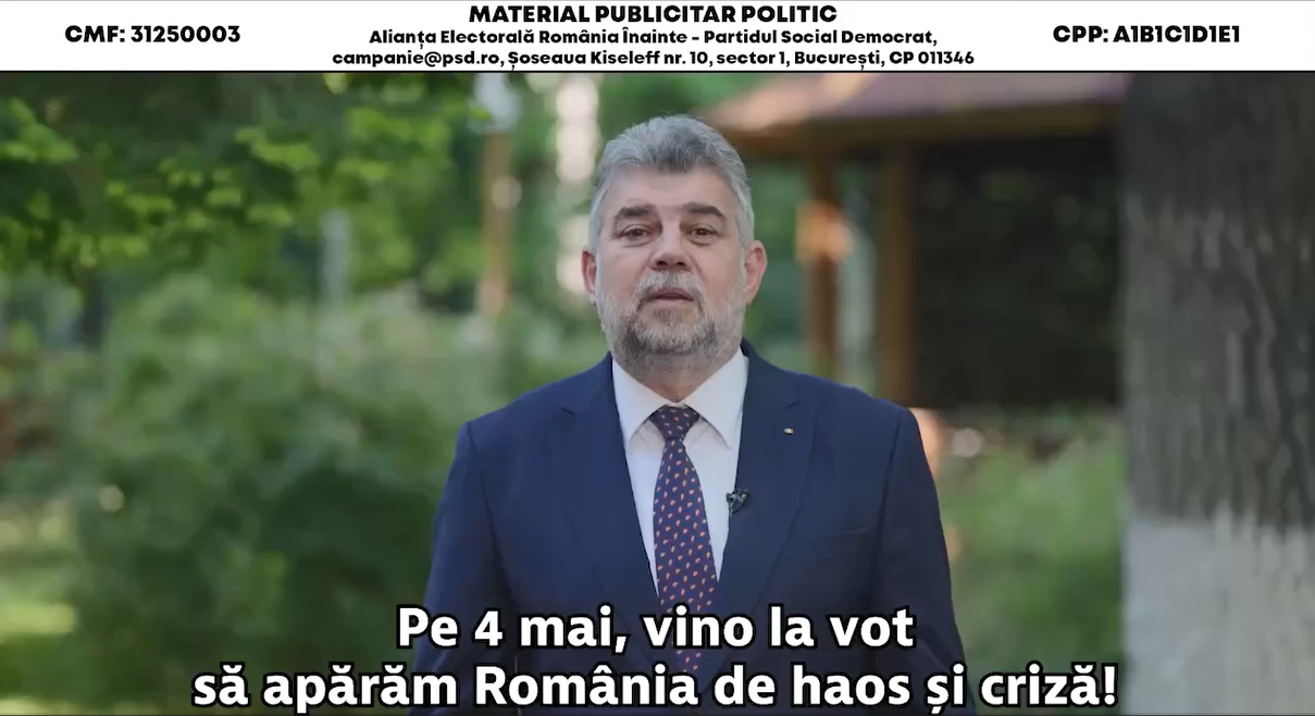 Marcel Ciolacu: Pe 4 mai, vino la VOT să apărăm România de haos și criză!