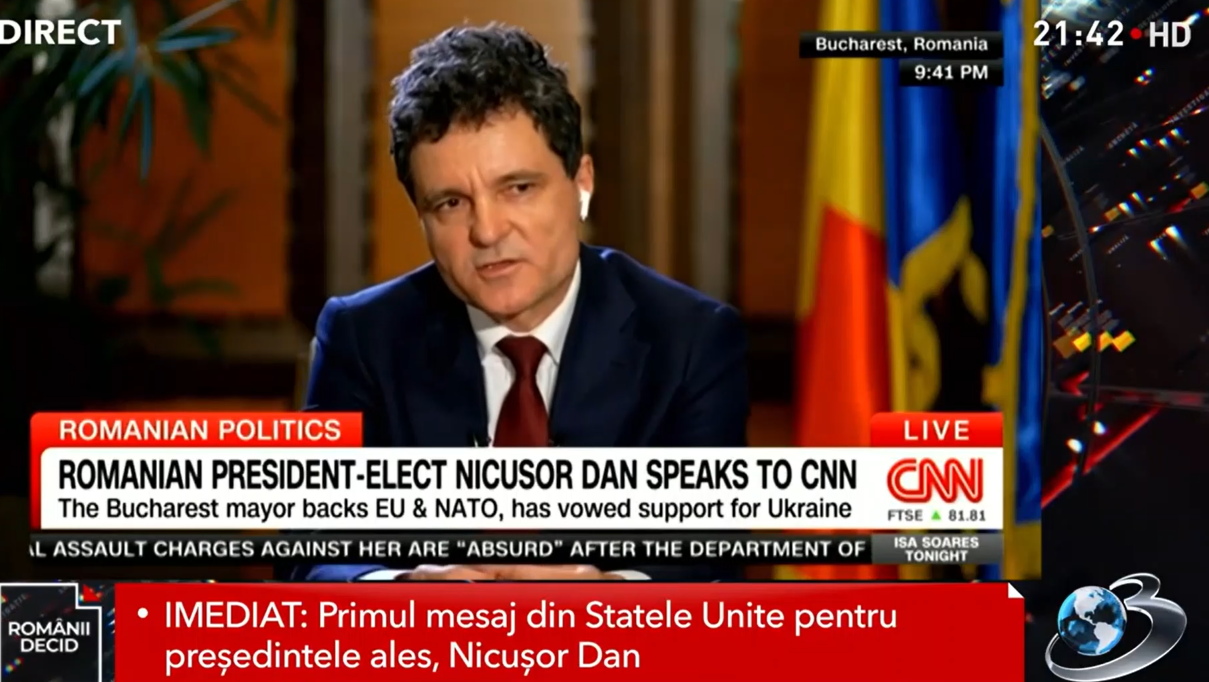 Nicușor Dan, la CNN: „Trebuie să ajungem să recâștigăm încrederea românilor”
