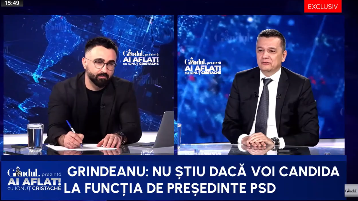 Sorin GRINDEANU, indecis cu privire la funcția de președinte al PSD: „Am înțeles această dorință a colegilor mei. Trebuie să existe o energie internă”