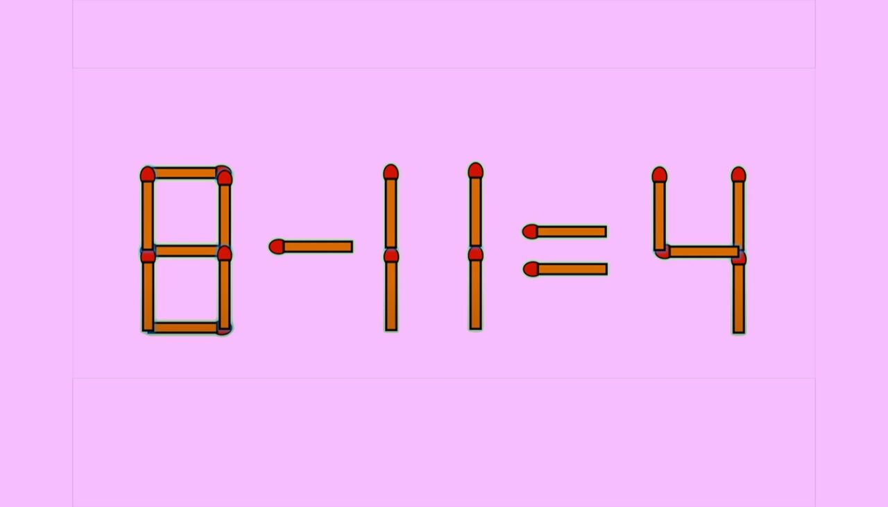 TEST IQ | Corectați 8 – 11 = 4, mutând un singur băț de chibrit