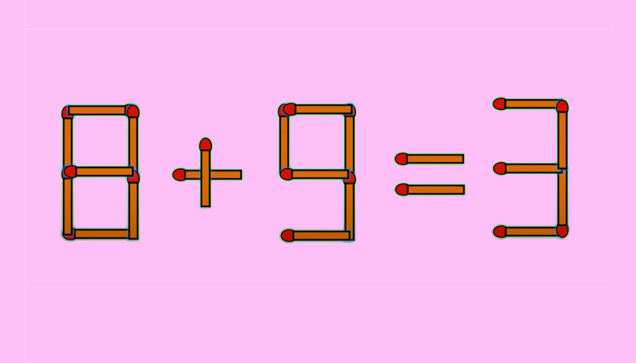 TEST IQ | Mutați un singur chibrit, pentru a transforma 8 + 9 = 3 într-o egalitate corectă