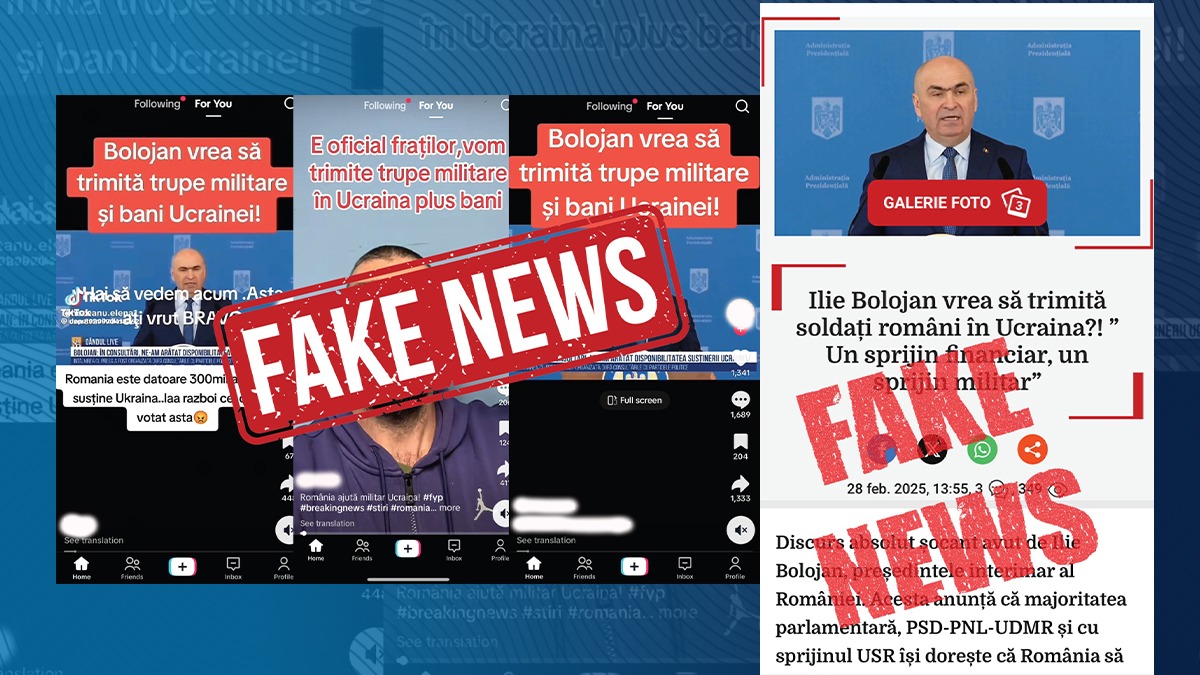 Imaginea lui Ilie Bolojan, folosită pe TikTok în campanii de DEZINFORMARE pe tema sprijinului pentru Ucraina. MApN: Toate aceste speculații sunt false