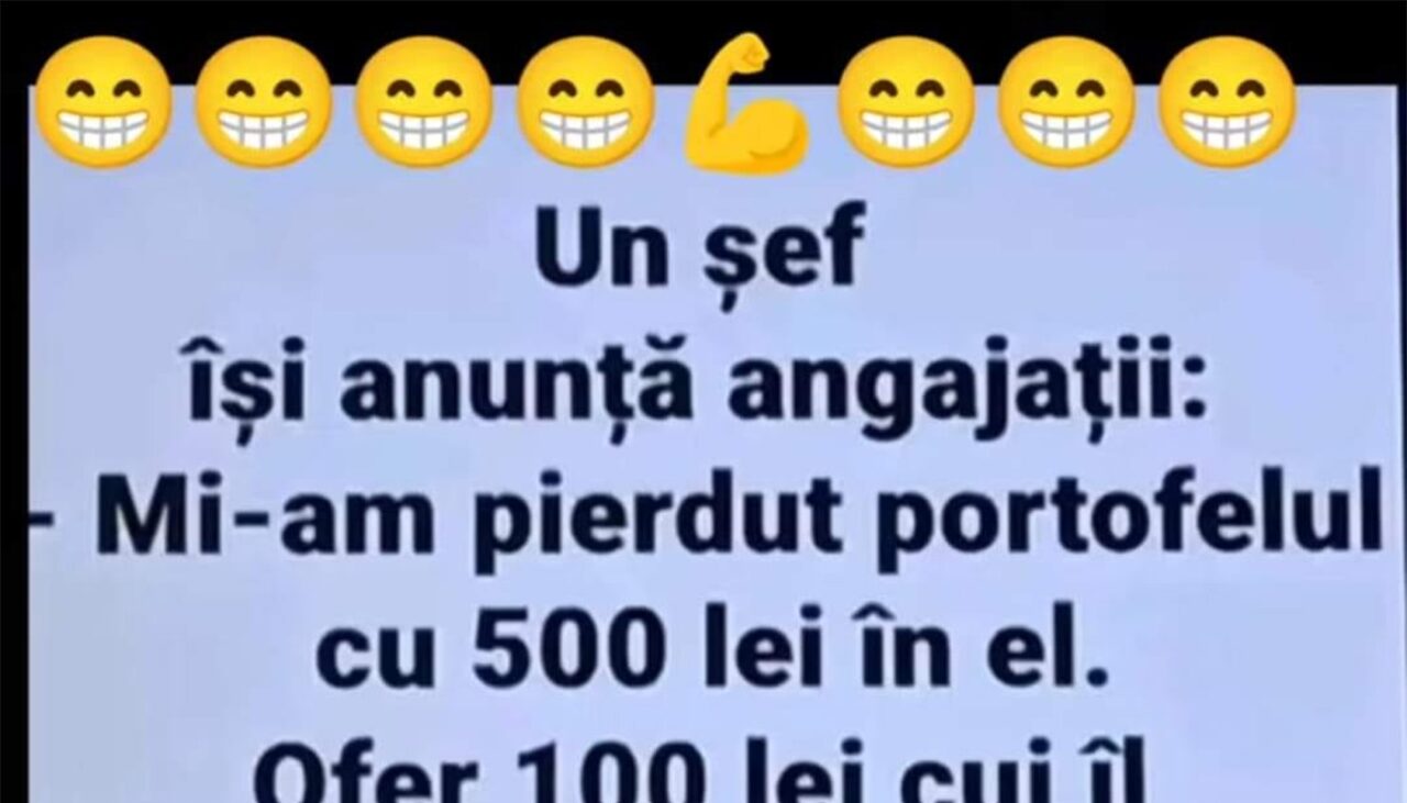 Bancul de miercuri | Șeful și portofelul cu 500 lei