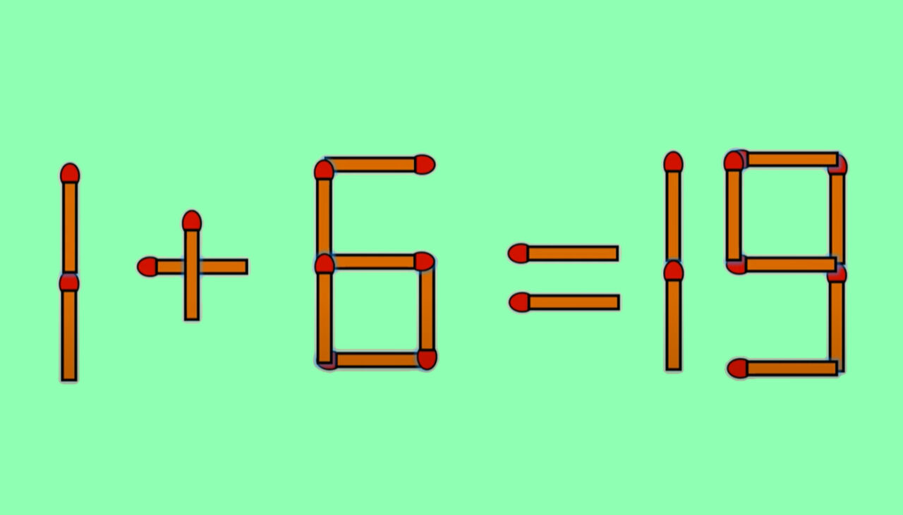 Test de inteligență | Corectați 1 + 6 = 19, mutând un singur băț de chibrit