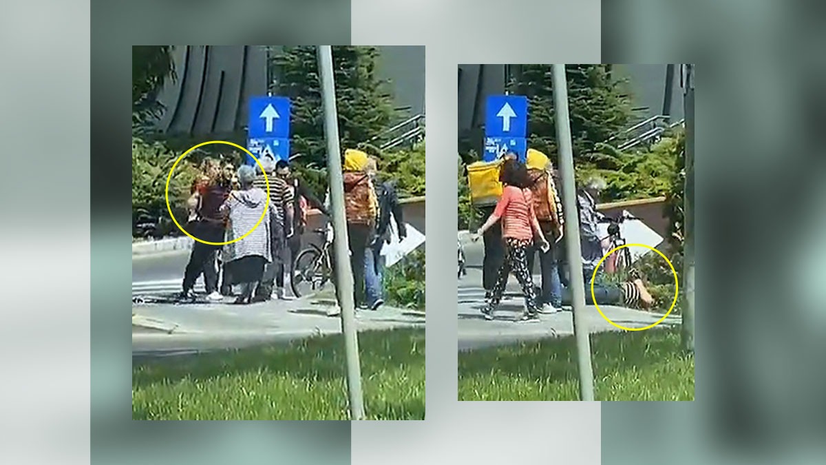 Adevărul din spatele clipului viral în care un livrator GLOVO face knockout un bătrân, după o ciocnire mașină-trotinetă