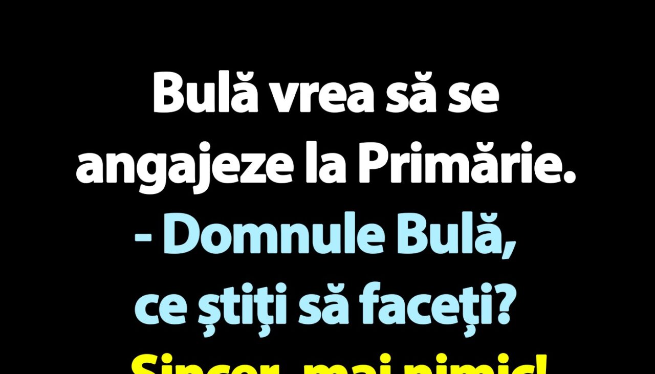BANC | Bulă vrea să se angajeze la Primărie