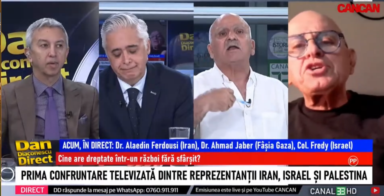 Colonelul Fredy (Israel), într-o dezbatere aprinsă cu Dr. Ferdousi (Iran) și Dr. Jaber (Fâșia Gaza): Nu suntem egali!