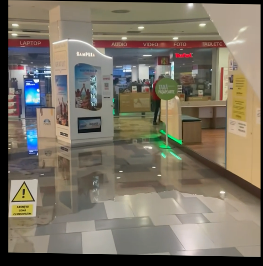 În urma ploilor, au căzut 40 mp de tavan, în Plaza România. ANPC i-a „invitat”pe administratori, la sediu, cu mai multe documente