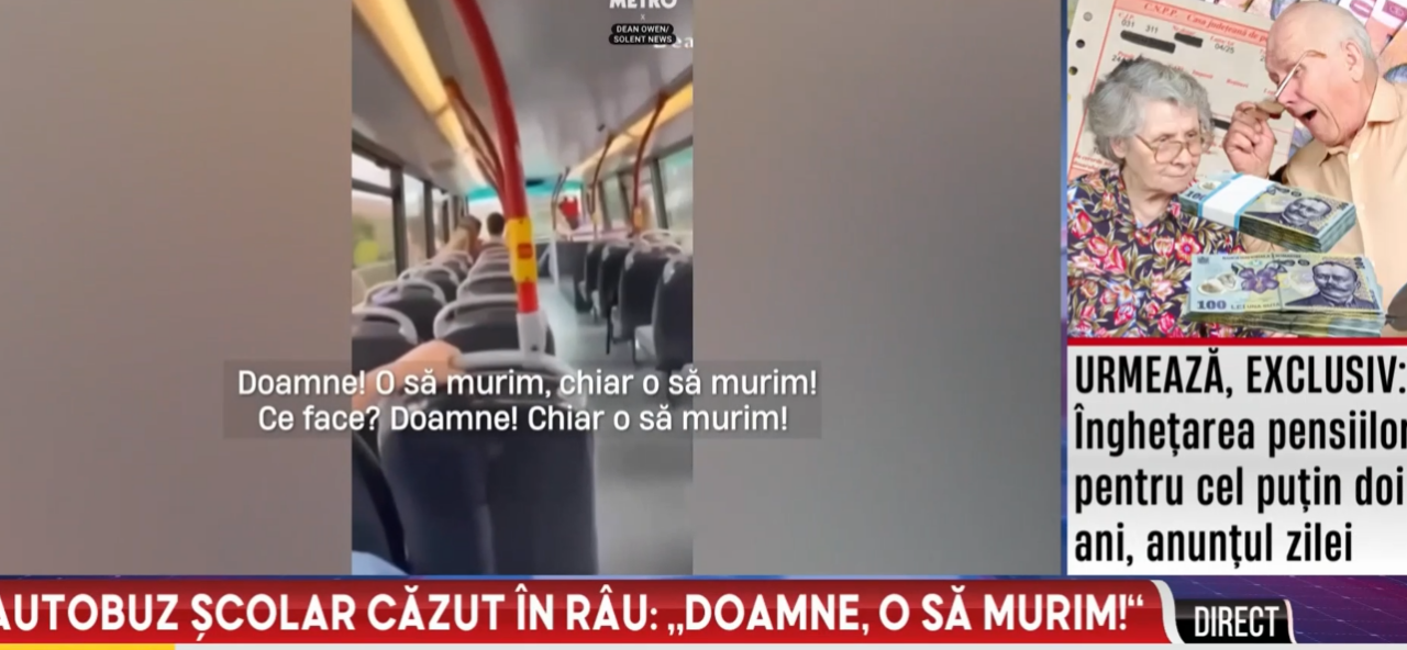 Momentul în care un autobuz școlar se prăbușește într-un râu din Anglia: „Doamne, o să murim cu toții”