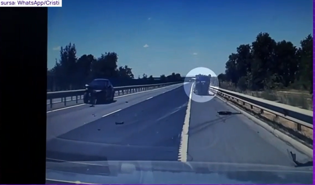Accident teribil pe Autostrada Soarelui. O mașină a zburat în urma impactului