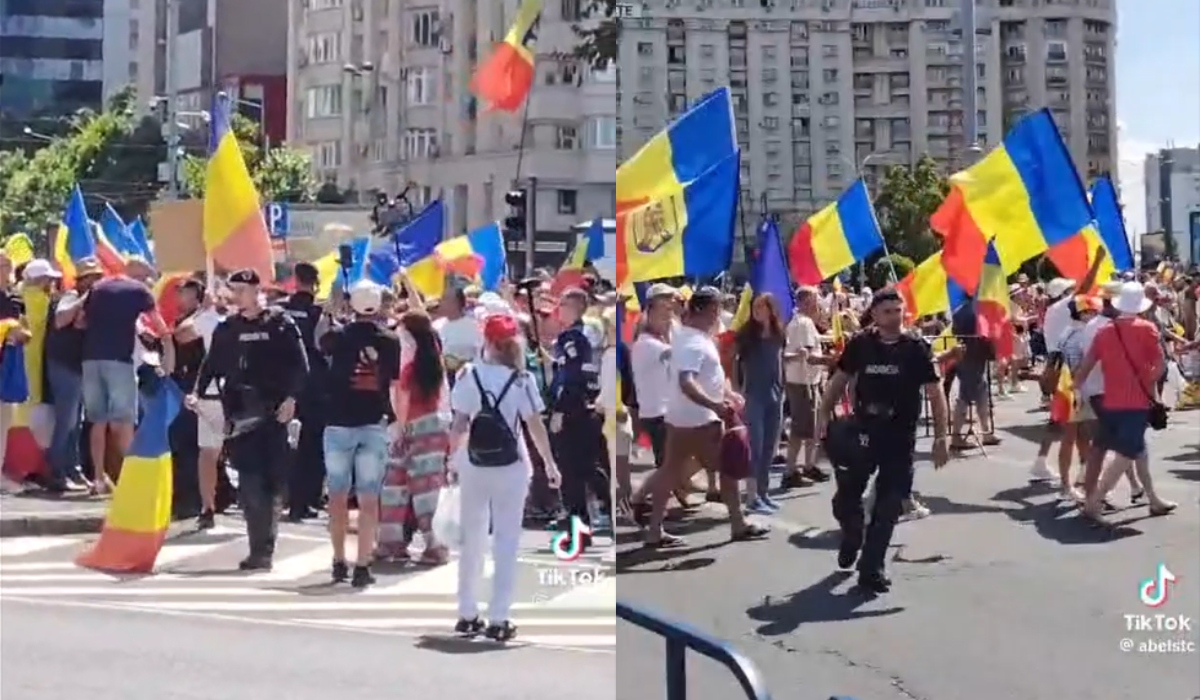 Autoritățile atrag atenția asupra unui FAKE news cu un jandarm care ar fi călcat pe drapelul României la protest: „Tentative de manipulare”