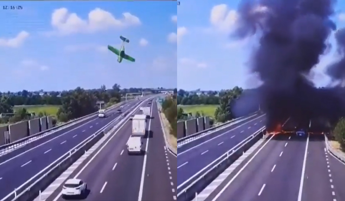 ACCIDENT aviatic în Italia. Un avion s-a prăbușit pe o autostradă din Brescia