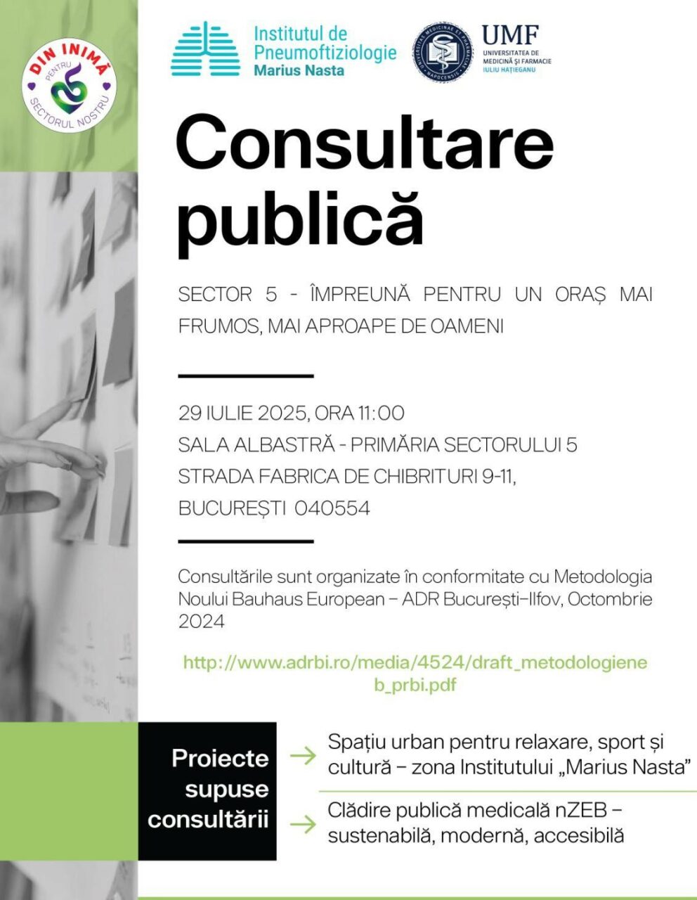 (P) Primăria Sectorului 5 lansează o invitație la consultare publică, pentru 2 proiecte strategice