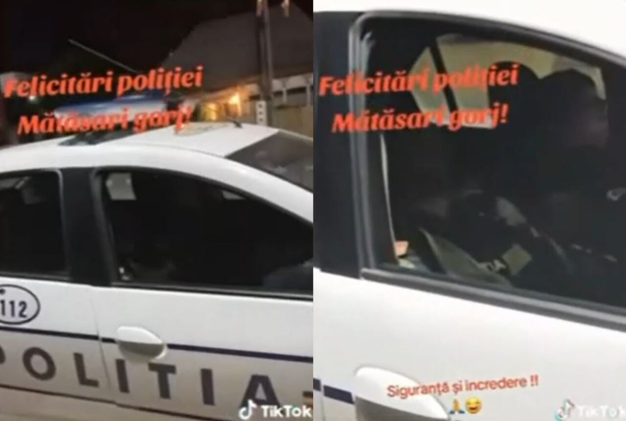 Doi polițiști din Gorj sunt anchetați după ce au fost filmați dormind în autospeciala M.A.I.