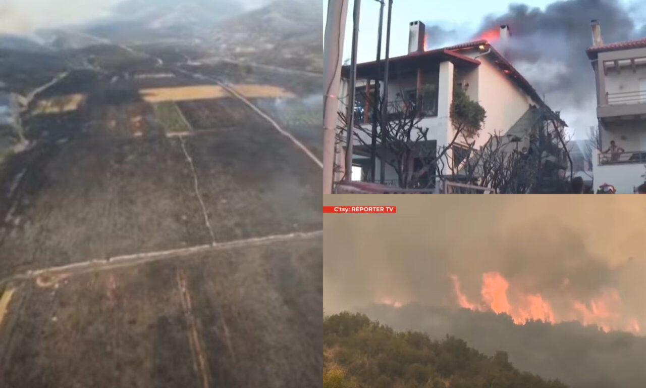 Grecia este afectată de incendii. Pompierii s-au luptat să stingă flăcările. S-au auzit explozii în apropiere de Atena