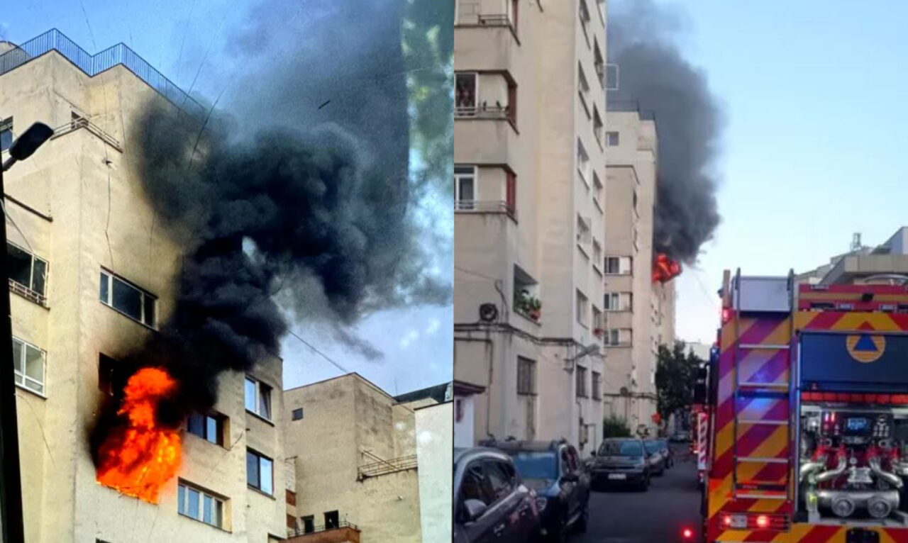 Incendiu puternic într-un bloc din Baia Mare. Două persoane au ajuns la spital și 28 de locatari au fost evacuați