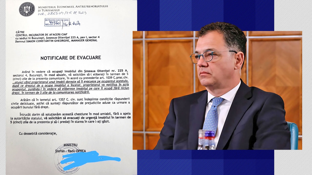 Radu Oprea intervine în scandalul „clădirii fantomă” a Ministerului Economiei și publică un ordin de evacuare din perioada în care era ministru