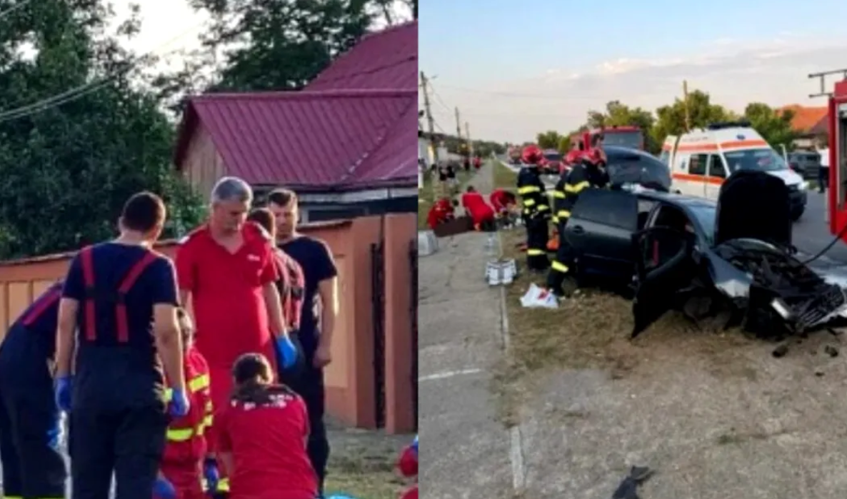 Tragedie după nuntă, în Vaslui. Mașina în care se afla o familie s-a izbit de un cap de pod: o femeie a murit și alte 3 persoane au ajuns la spital