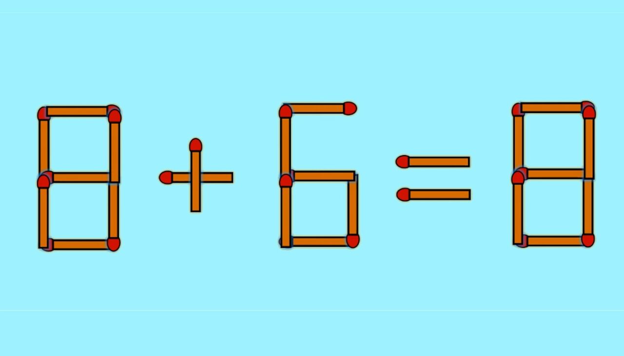 TEST IQ | 8+6=8 este greșit. Pentru a corecta egalitatea, mutați un singur chibrit