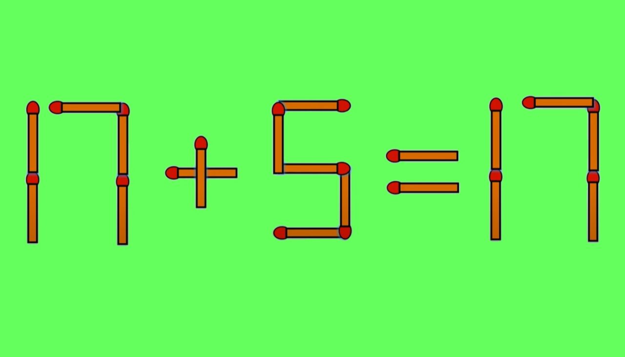 Test de inteligență | 17 + 5 = 17 este greșit. Pentru a corecta egalitatea, mutați un singur chibrit