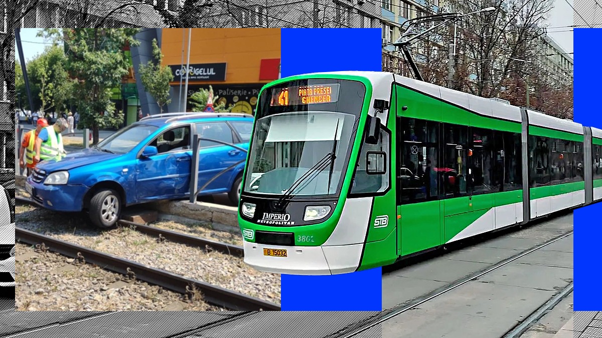 STB va cere despăgubiri de la vinovatul accidentului care a blocat tramvaiul 41 timp de aproape o oră: Ne vom adresa Brigăzii Rutiere
