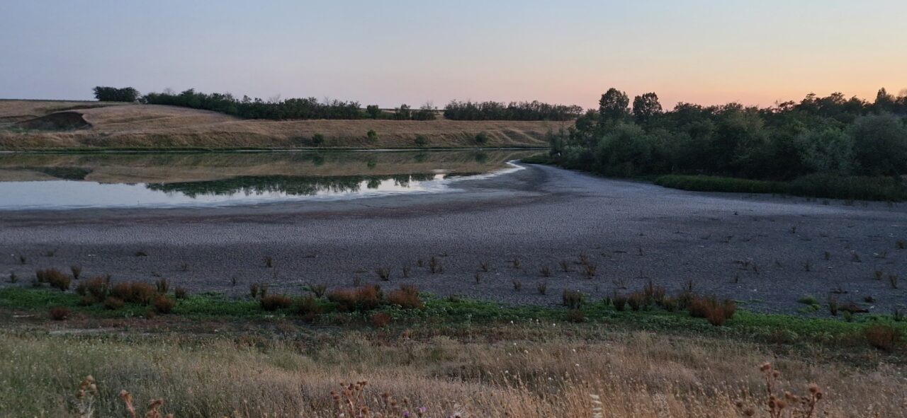 Situație DRAMATICĂ în Olt. Lac de acumulare, secat din cauza caniculei. Apel disperat al localnicilor: „Acum trei săptămâni era apă aici, se pescuia”