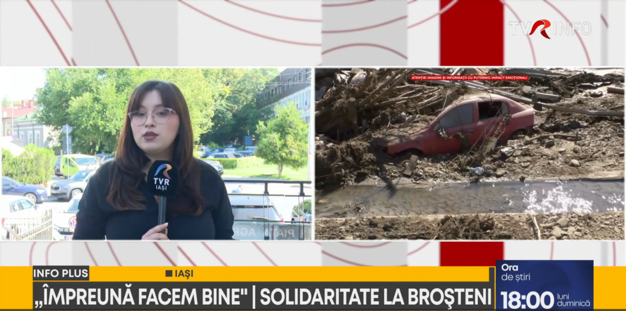 Solidaritate la Broșteni în urma DEZASTRULUI provocat de inundații. Peste 1200 de voluntari ajută localnicii