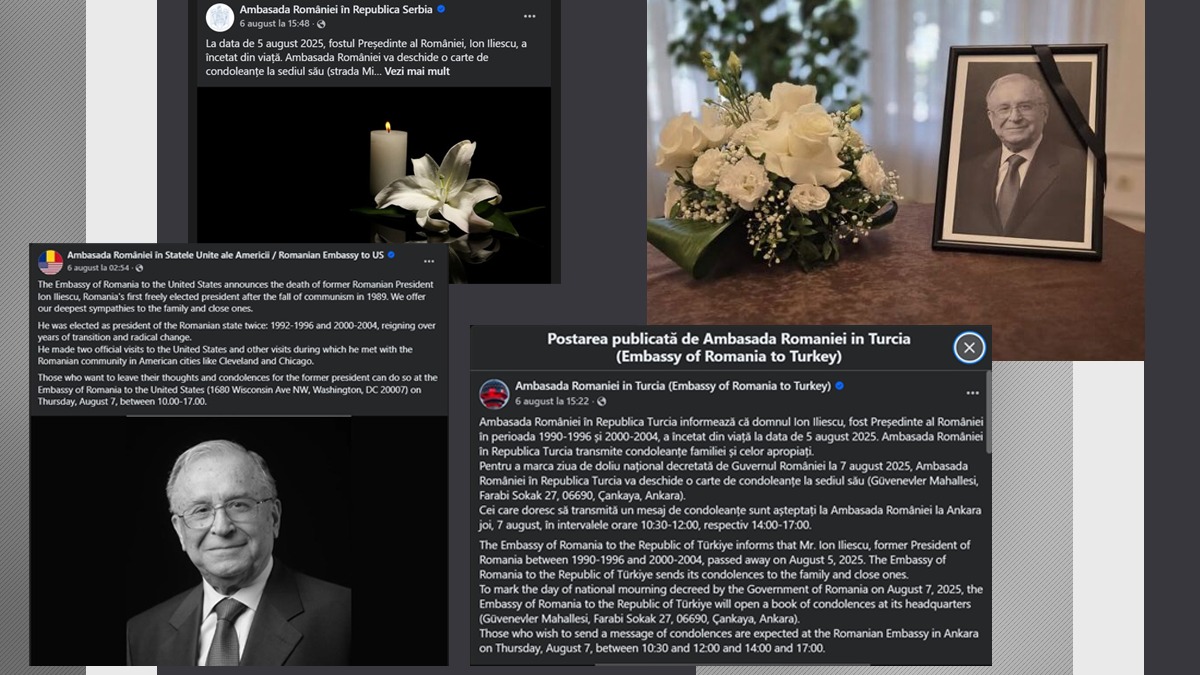 CONTROVERSA Cărții de condoleanțe pentru Ion Iliescu, din ambasade / MAE: E o falsă știre