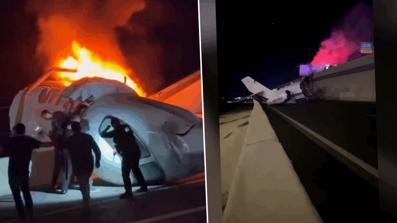 Imagini cu un puternic impact emoțional. Oameni salvați dintr-un avion în flăcări, după ce aeronava s-a prăbușit pe o autostradă din Texas