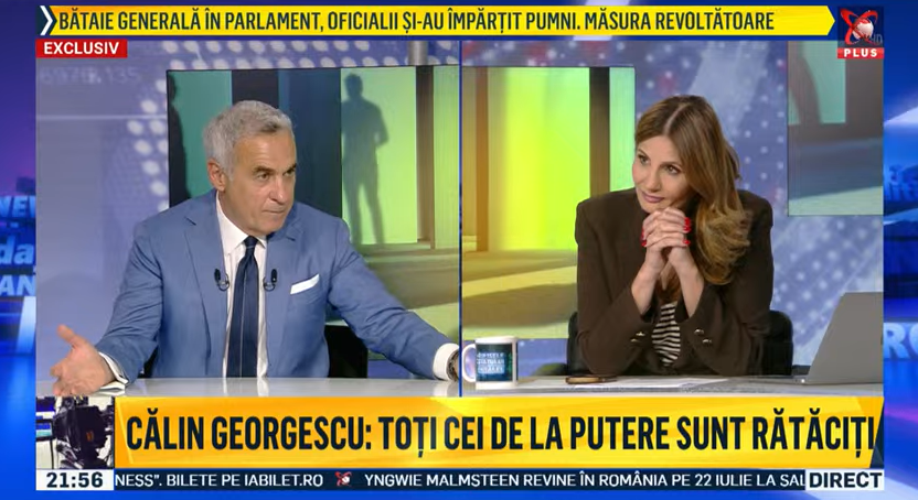 Calin Georgescu, ultima emisiune la Realitatea TV? În dialog cu Anca Alexandrescu acuză că a fost invitat doar pentru rating și că ultimul mesaj i-a fost cenzurat. Ce replici aprinse au schimbat cei doi
