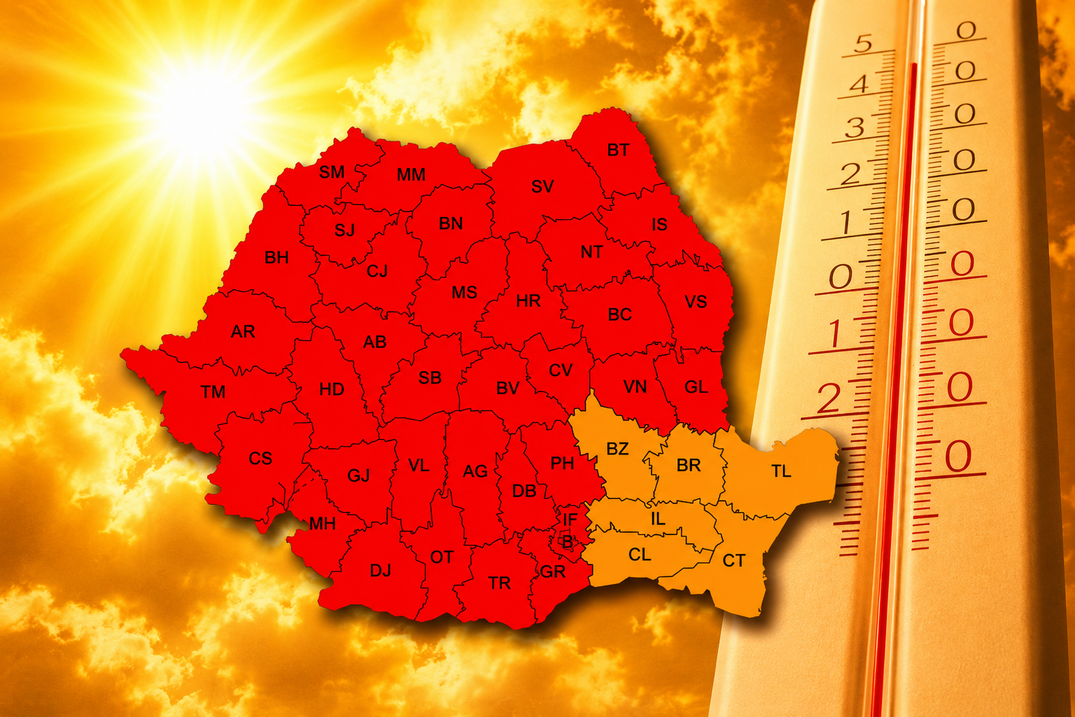 România, sub cod roșu de caniculă: Temperaturi de până la 41°C
