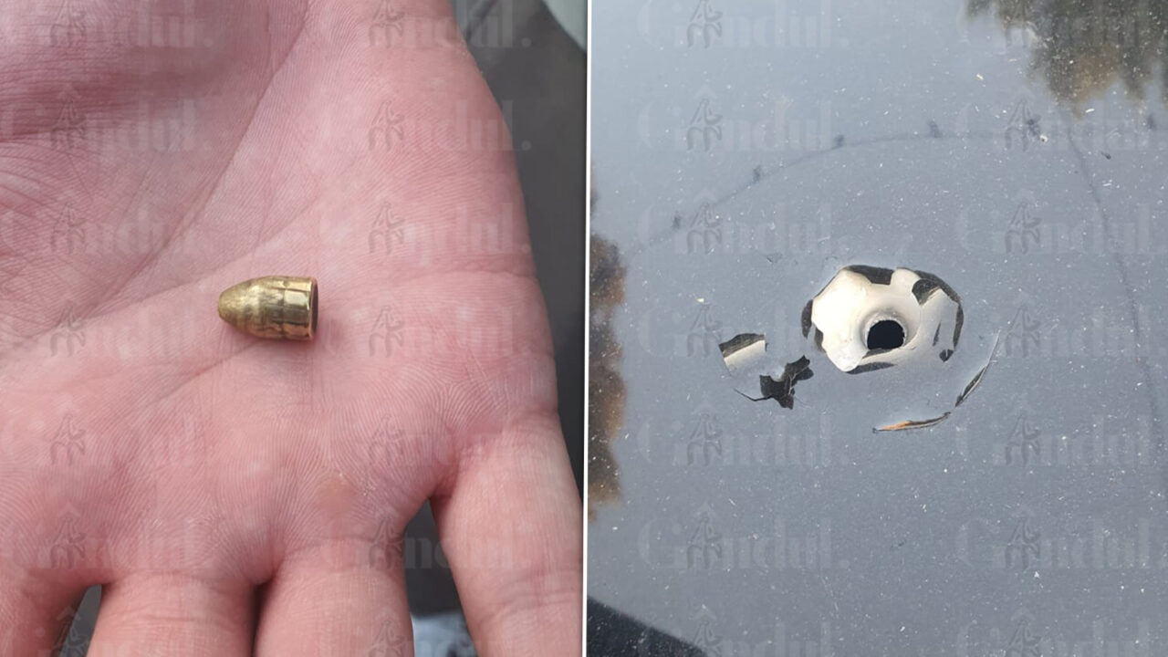 Caz grav în Capitală. Un glonț tras de un polițist în timpul unei urmăriri a perforat plafonul unei mașini. Numai o minune a făcut ca proprietarul să nu fie în mașină în momentul incidentului. I-ar fi trecut glonțul pe la ureche la propriu
