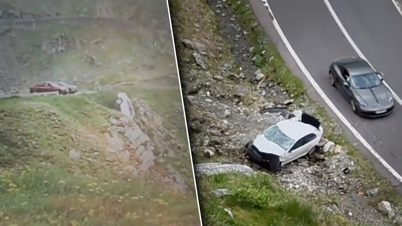 Imagini incredibile pe Transfăgărășan. Un turist a parcat chiar pe buza unei prăpăstii pentru un selfie. Care au fost urmările