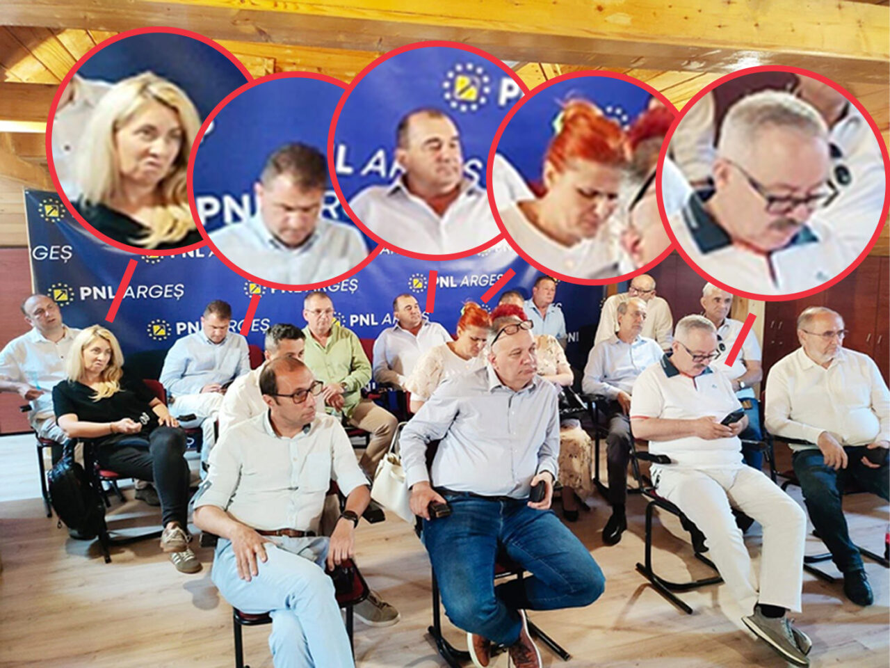 Imaginile plângerii la PNL Argeș, după execuția Alinei Gorghiu. Prima ședință de partid s-a ținut într-un pod. Liderii ascultă triști ce spune noul șef