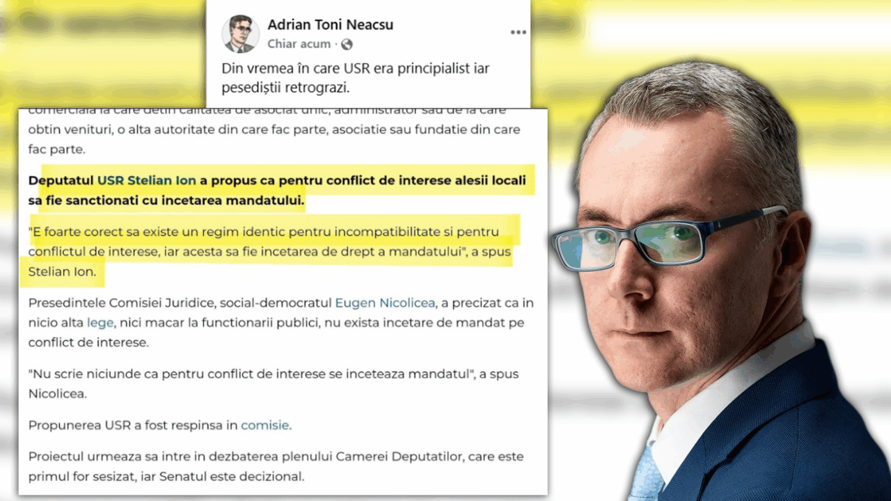 Fostul ministru al Justiţiei, Stelian Ion, a cerut încetarea mandatului aleşilor pentru conflict de interese. Acum, USR spune că e dosar politic