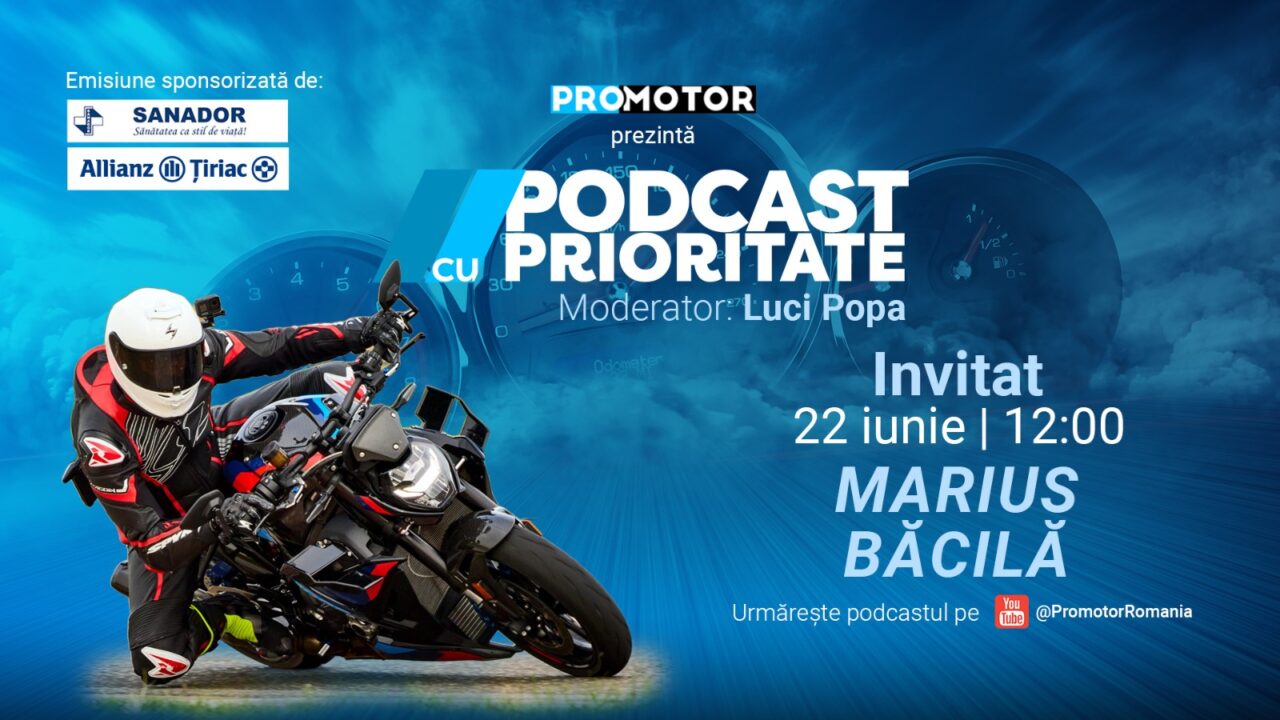 Marius Băcilă vine la „Podcast cu Prioritate” #104 by ProMotor. Discuții despre siguranța pe motocicletă, tehnici de pilotaj, mituri din lumea moto