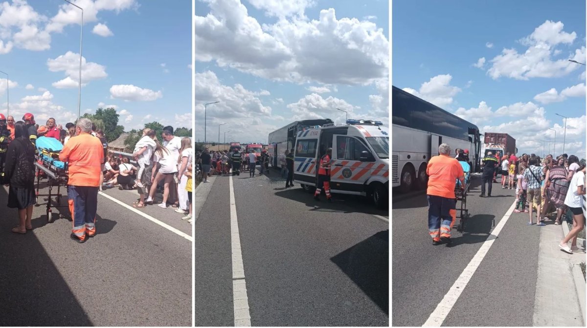 Accident grav în Călărași: Autocar cu copii, TIR implicat