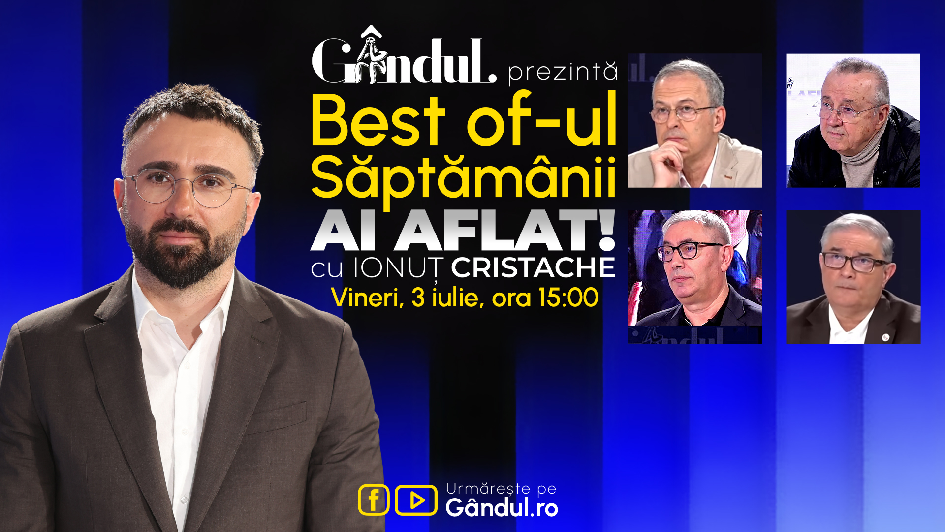 Gândul.ro lansează emisiuni Best Of cu Marius Tucă și Ionuț Cristache