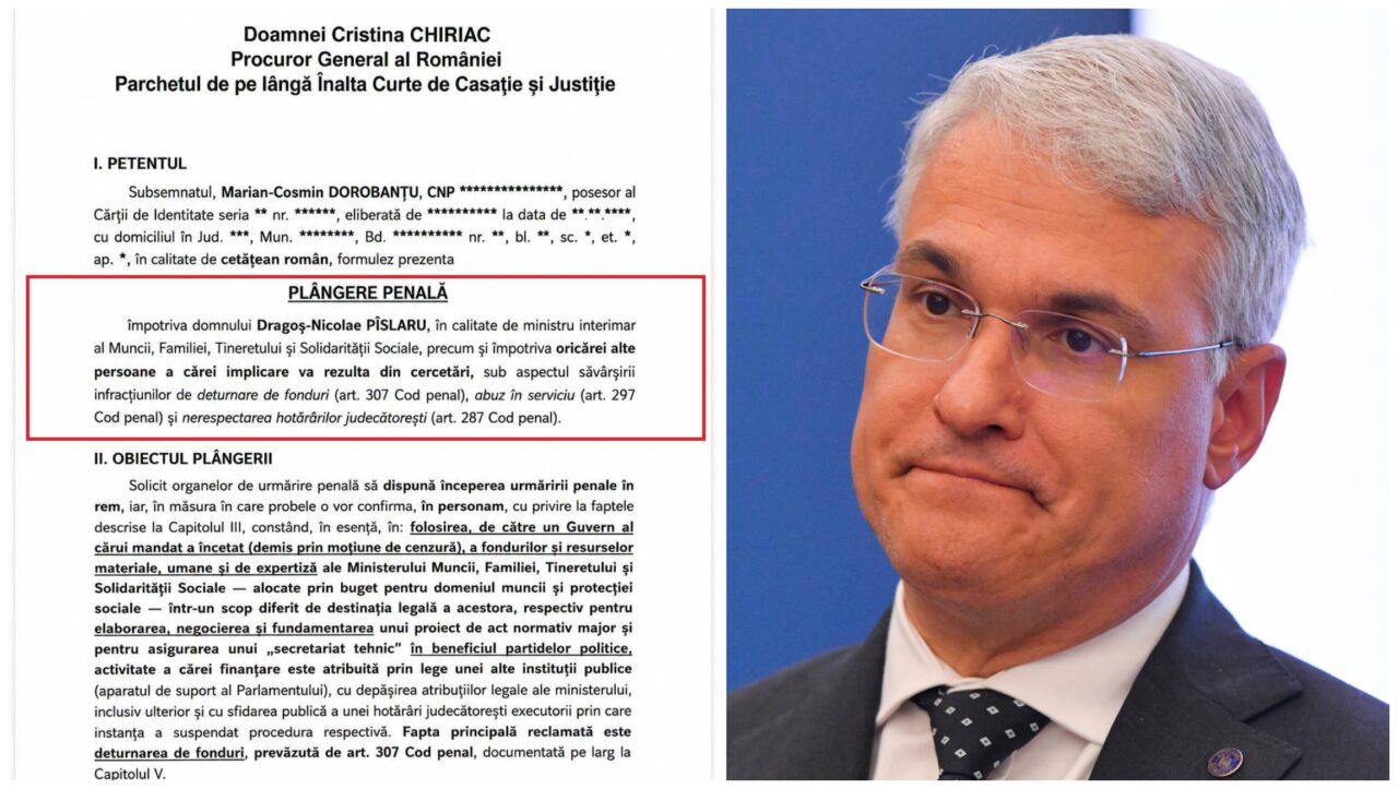 Șeful sindicaliștilor din penitenciare i-a făcut plângere penală lui Dragoș Pîslaru, pentru corupție și sfidarea deciziei judecătorești