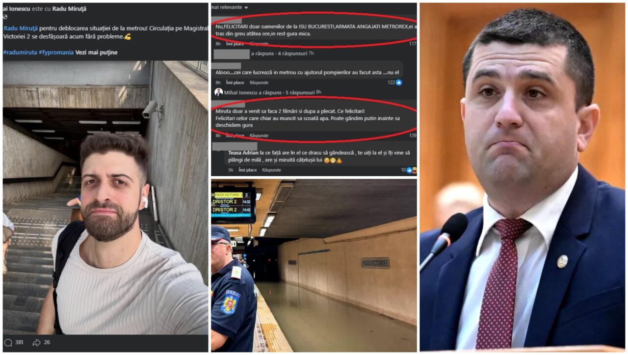Postare scandaloasă a unui consilier local USR. Nu pompierii, nu angajații Metrorex, nu cei de la MApN ar fi deblocat situația metroului inundat, ci Radu Miruță