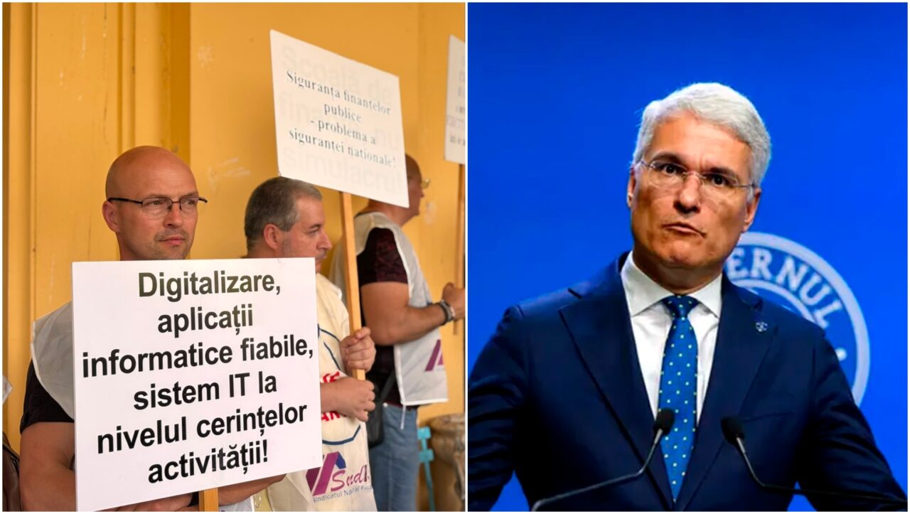 Angajații din Finanțe Publice protestează față de Legea Salarizării a ministrului interimar Pîslaru. Sindicaliștii avertizează cu greva generală