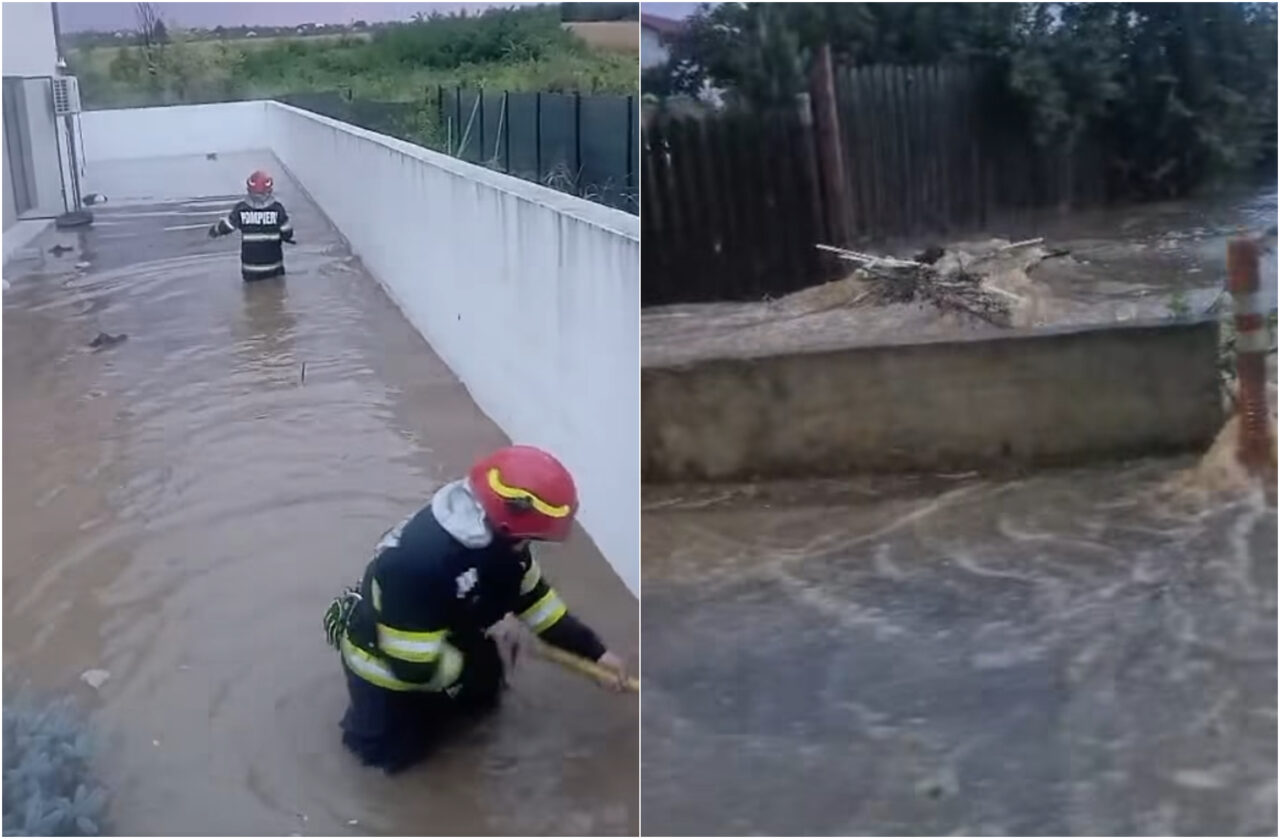 Codul roșu de inundații a făcut prăpăd în Prahova. Casele localnicilor au ajuns sub ape, după furtună. Intervenție majoră a pompierilor