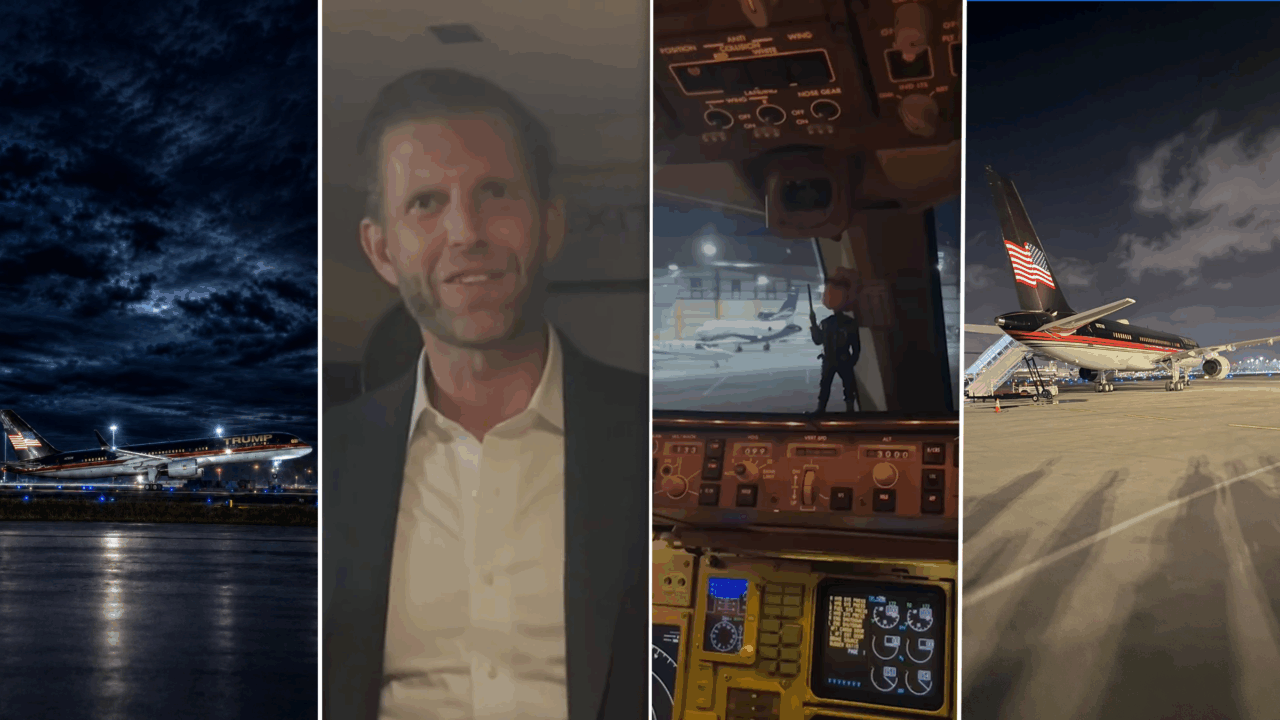 Cum arată Trump Force One, avionul privat al familiei Trump. Fiul președintelui SUA oferă un tur al aeronavei pe noul aeroport Donald J. Trump
