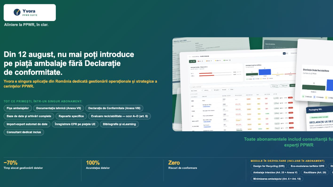 YVORA oferă o soluție rapidă pentru raportarea companiilor din UE cu produse ambalate.
