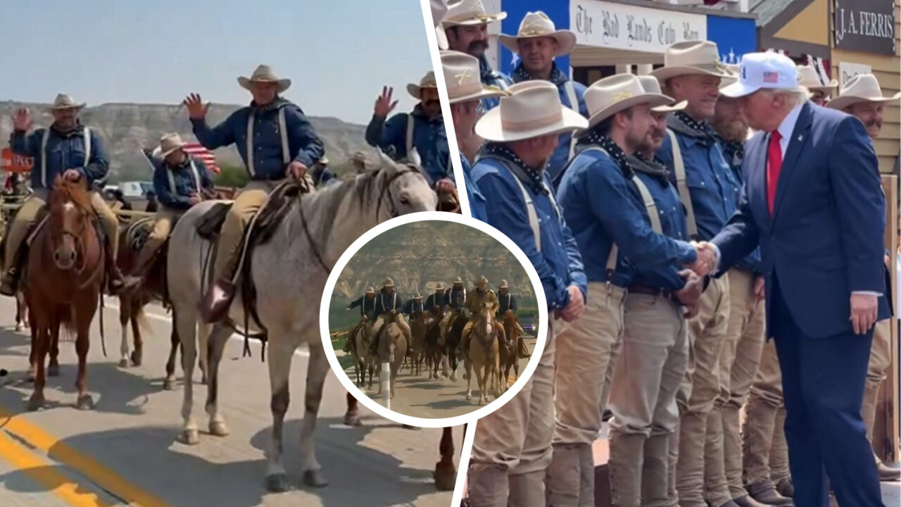 Trump, vizită memorabilă în Dakota de Nord. Președinele a vorbit cu o versiune AI a lui Teddy Roosevelt și a fost escortat de „Rough Riders”