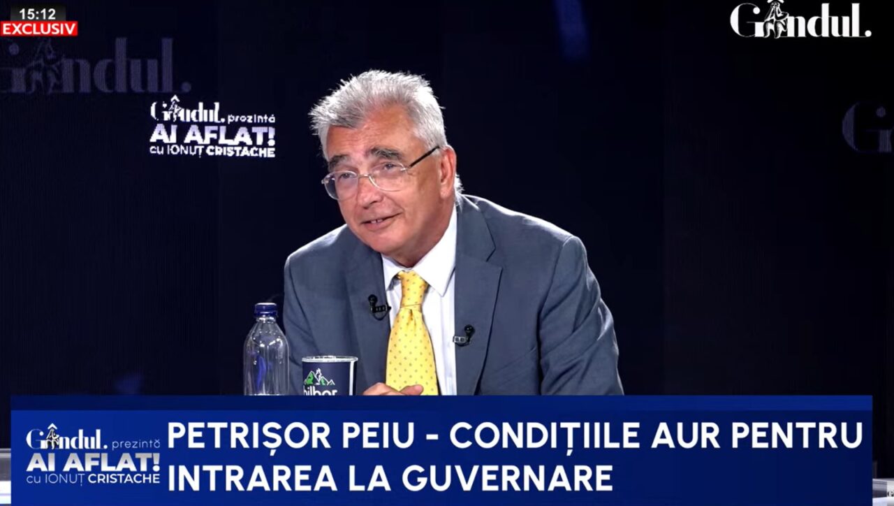 Petrișor Peiu: „Aș fi o propunere bună pentru funcția de premier / Dacă vom obține această funcție, prima alegere este președintele partidului”. AUR anunță trei condiții pentru intrarea la guvernare