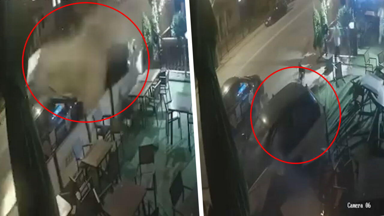 Cursă ca în filme pe străzile din Lugoj. Un șofer beat și fără permis a lovit o mașină care a aterizat pe terasa unui restaurant